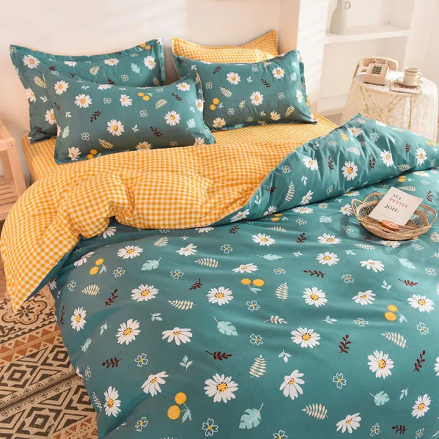 Yeknu Orange Bedding Set Girls Boys Bed Linen Sheet Plaid Duvet Cover 240x220 Single Double Queen King Quilt Covers Sets Bedclothes