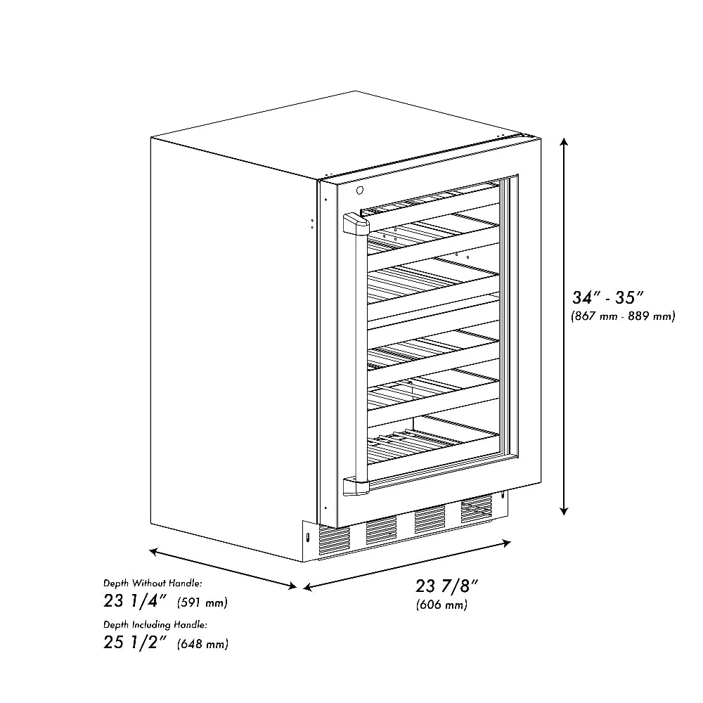 ZLINE Autograph Edition 24 in. Touchstone Dual Zone 44 Bottle Wine Cooler With DuraSnow® Stainless Steel Glass Door And Matte Black Handle (RWDOZ-SN-24-MB)