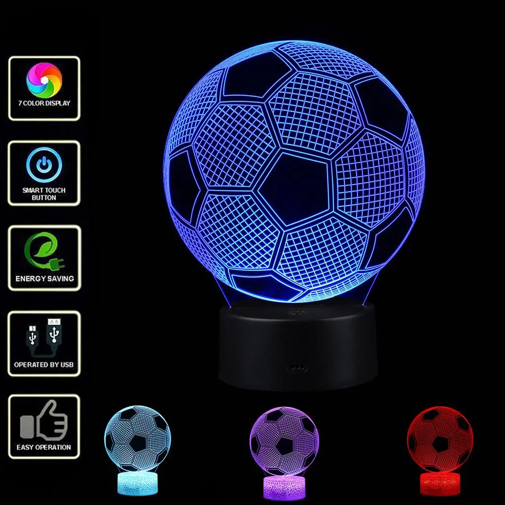 [ZW] Football LED 3D Illuminated Lamp Optical Desk Night Light With 7 Color Changing